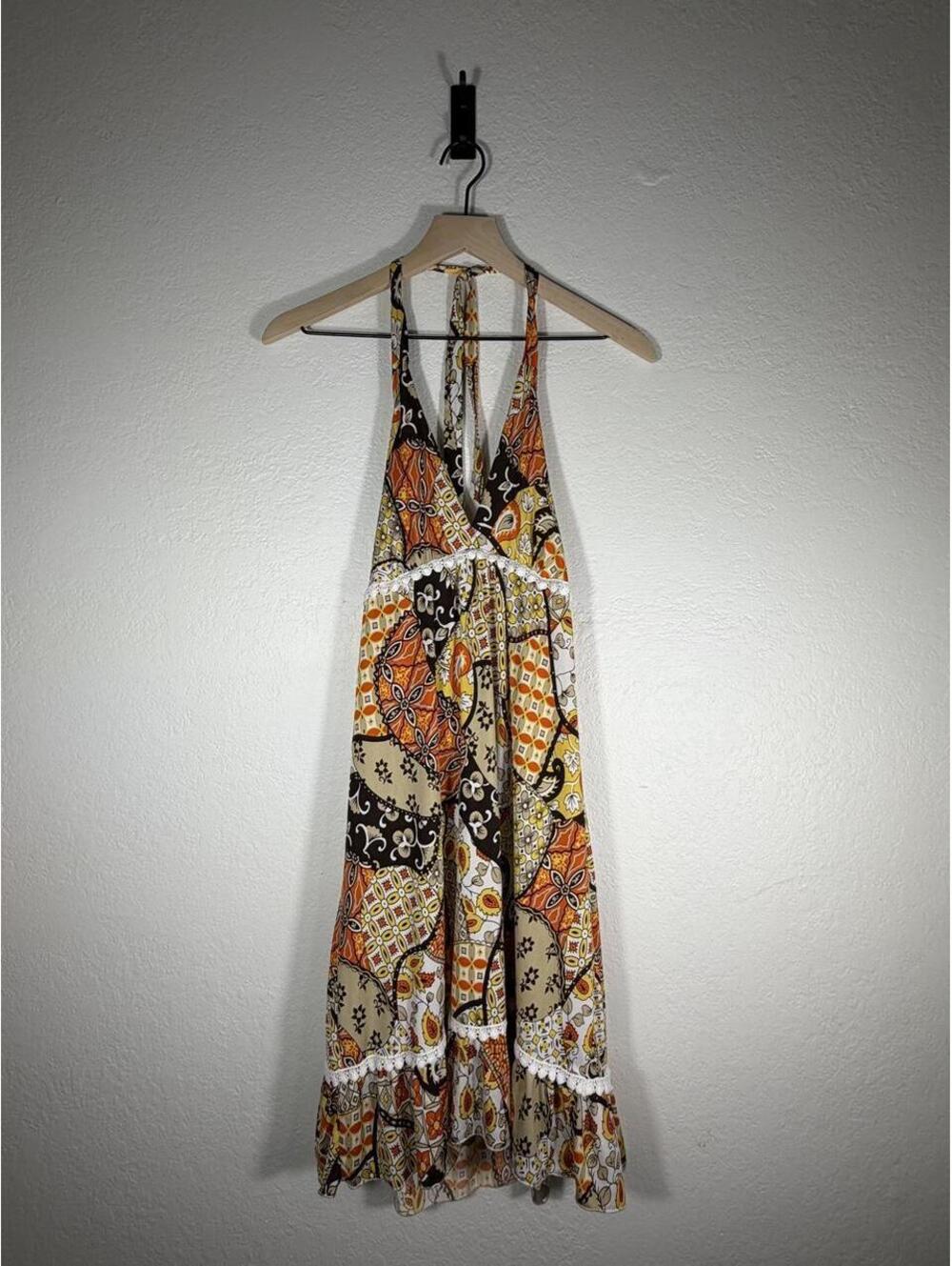2b bebe Vintage Patchwork Print Maxi Dress with Crochet Trim